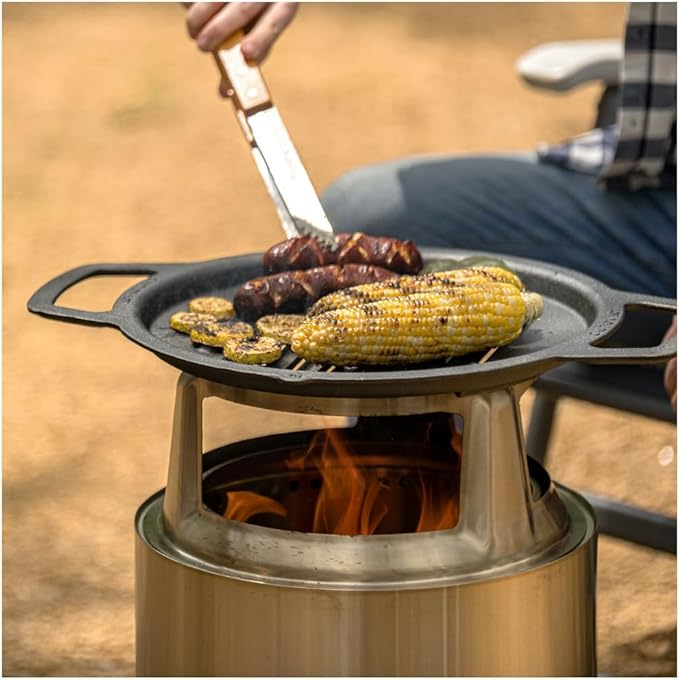 Solo Stove Ranger Cast Iron Grill Top, Cookware for Ranger fire pit, Fireplace accessory, Cooking surface: 14.25", Weight: 13 lbs