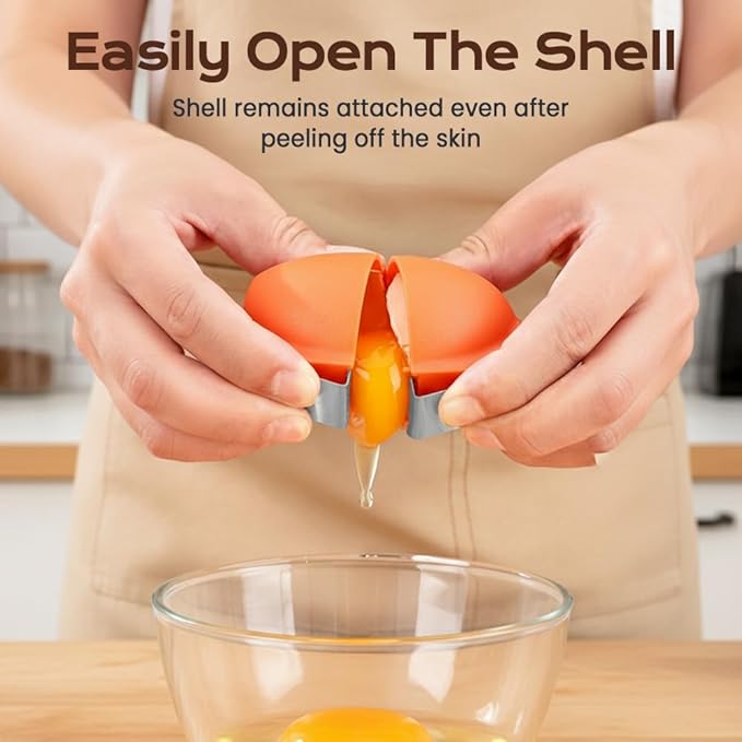 2026 New Egg Shell Opener, Stainless Steel Egg Cracker Tool, Multifunctional Egg Shell Opener for Raw & Hard-Boiled Eggs, Handheld Kitchen Gadget for Easy Peeling & Separating (Rose red, 2PCS)