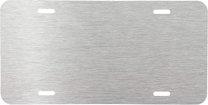 Blank Metal Automotive License Plate Plates Tag for Custom Design Work - 0.025 Thickness/0.5mm - US/Canada Size 12x6 (Brushed Metal)