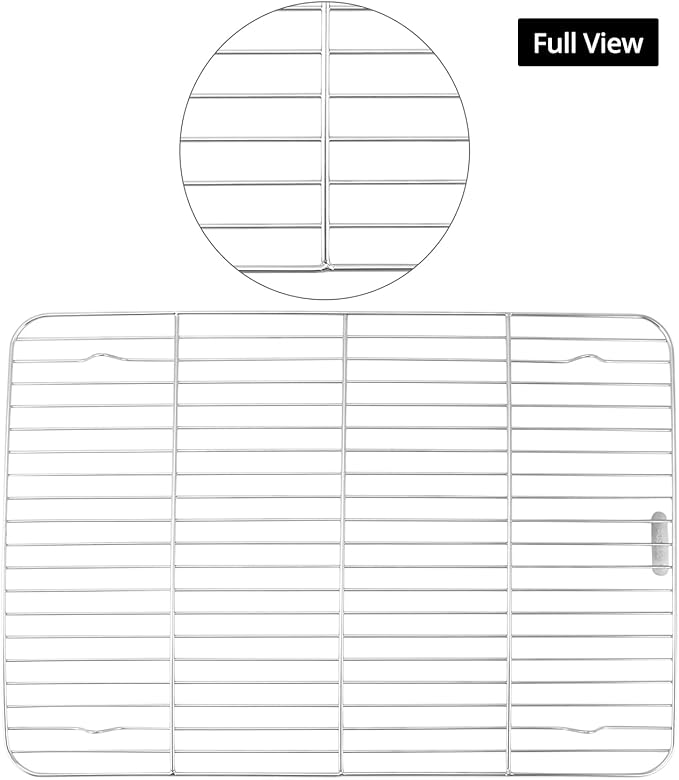 QWORK 304 Stainless Steel Baking Rack for Cooking, 2 Pack 17" x 12" Chef Cooling Rack, Grid Wire Cookie Cooling Racks