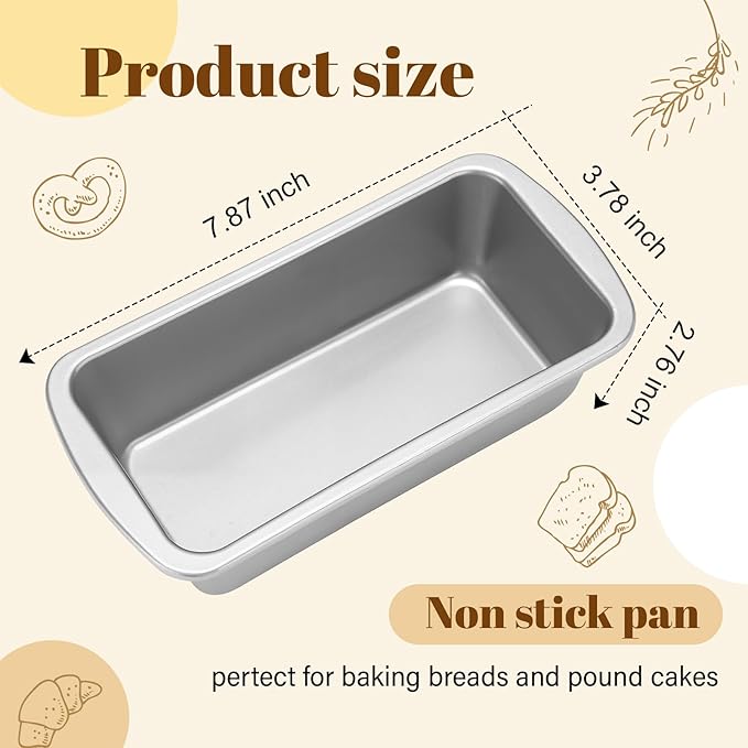 Patelai 4 Pack Small Loaf Pans for Baking Bread Non Stick Bread Pan Rectangle Baking Tray Toast Mold (Silver,7.2 x 3.7 Inch)