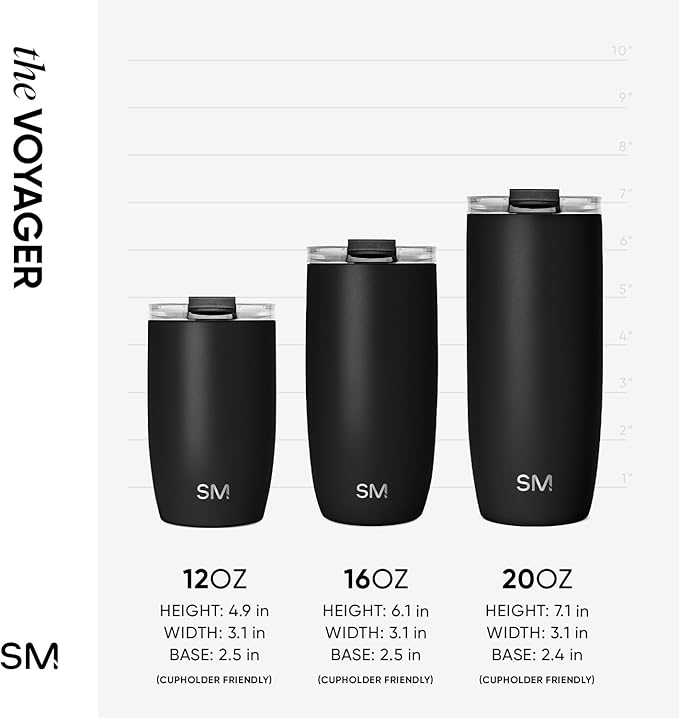 Simple Modern Voyager Tumbler with Flip Lid | Travel Coffee Mug | Insulated Stainless Steel Cold Brew Iced or Hot Coffee Cup | Gifts for Women Men Her Him | 12oz, Almond Birch