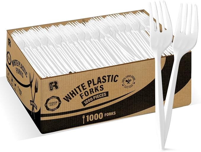 White Plastic Forks Bulk 1000 Count - Medium Weight Bulk Forks Disposable For Home, Parties And Caterings, Premium Disposable Forks.