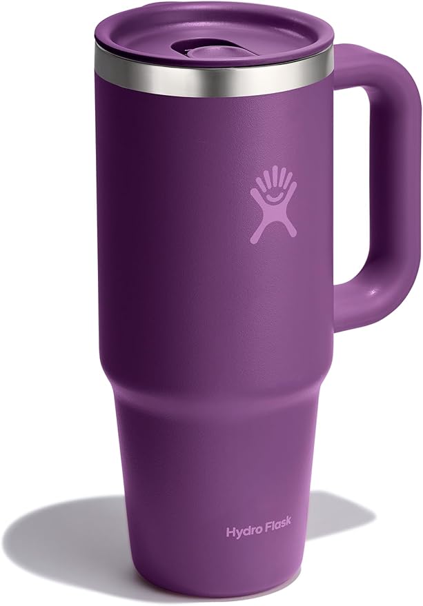 Hydro Flask Coffee Travel Tumbler Mug – Insulated Stainless Steel, Leak Resistant Hot & Iced Coffee Cup 24 Oz Beachplum Purple