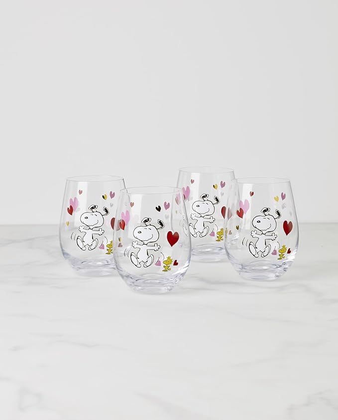 Lenox 897880 Snoopy Valentines Day Tumblers, Set Of 4