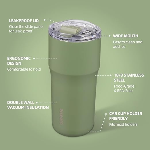 BJPKPK Insulated Tumbler,20oz Stainless Steel Tumbler with lid,Double Wall Travel Coffee Mug Thermal Cup,Keep Drinks Cold and Hot,Forest Green