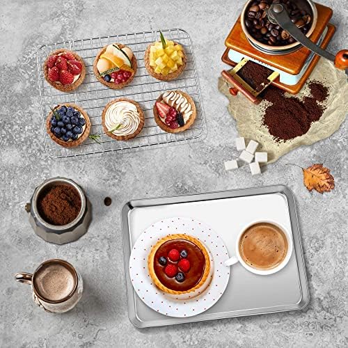 P&P CHEF 10.4 Inch Toaster Oven Pan Tray with Wire Rack, 4 PCS