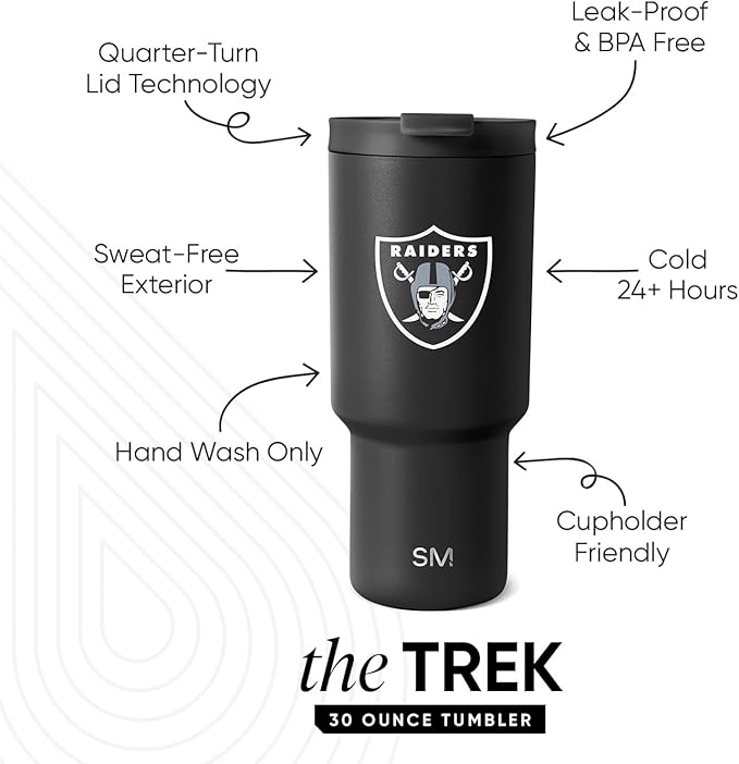 Simple Modern Officially Licensed NFL 30oz Tumbler with Flip Lid and Straws | Football Insulated Stainless Steel Cup | Gifts for Men Women | Trek Collection