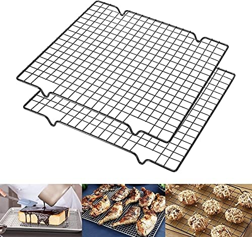 Cooling Racks,Baking Rack Tray Non-Stick Pan Stainless Steel Cake Cooling Wire Roasting Rack for Biscuit Pizza Bread Cake Baking(2pack-11.02 inch)