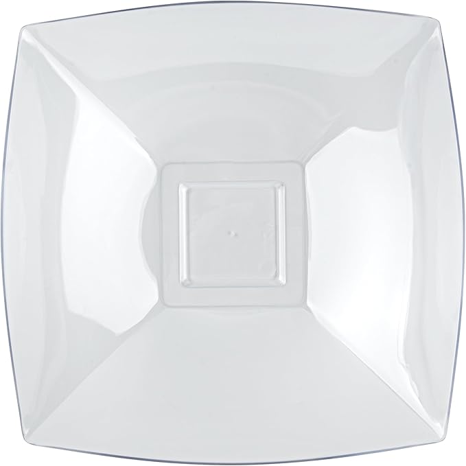 Restaurantware Moderna 64 Ounce Fancy Plastic Bowls 10 Square Disposable Salad Bowls - Durable Heavy-duty Clear Plastic Bowls For Warm And Cold Foods (Pack of 4)