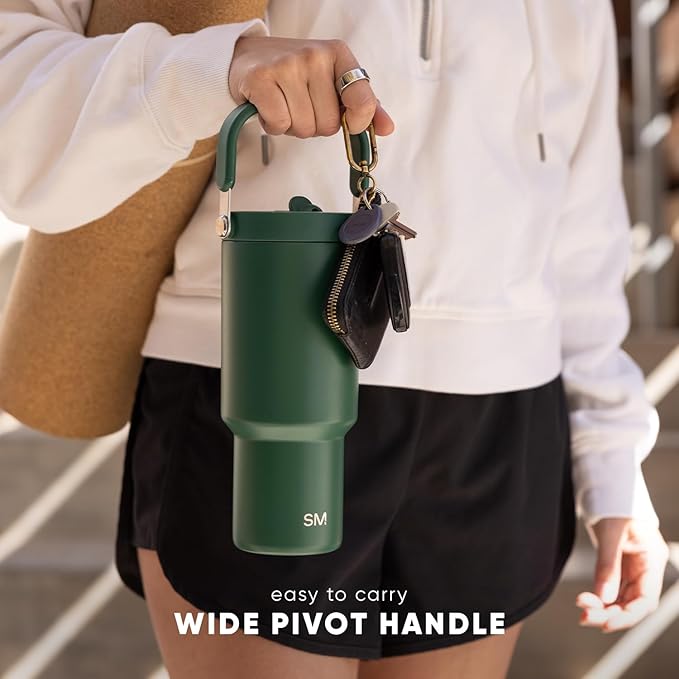 Simple Modern Trek Pivot | 30oz Flip Straw Tumbler with Handle | Water Bottle & Boot | Interchangeable Straw & Chug Lids | Insulated Stainless Steel Jug | Gym Sports Outdoors | Blush