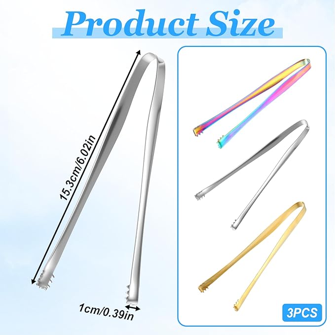 3PCS Egg Chalaza Removal Tool,Stainless Steel Tongs,Toothed Design Eggshell Fragment Membrane Remover Tong,Multipurpose Kitchen Tool for Cooking Food Cake Bakers Pastry Chefs,3 Colors