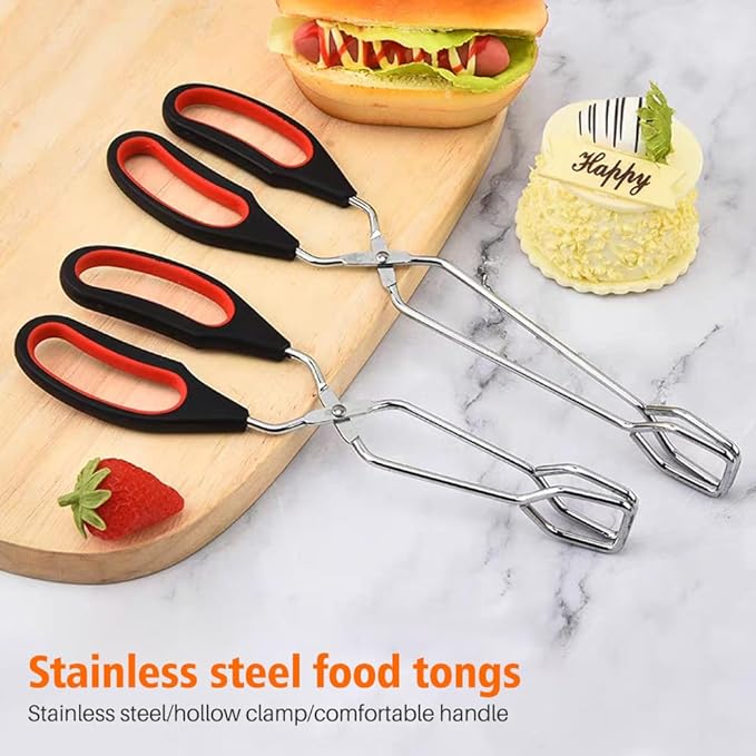 Stainless Steel Scissor Tongs, 11/13inch Multi Function Kitchen Tongs with Comfort-Grip Heavy Duty Handle Heat Resistant Tongs for Cooking Grilling Serving Barbecue(COLOR:A)