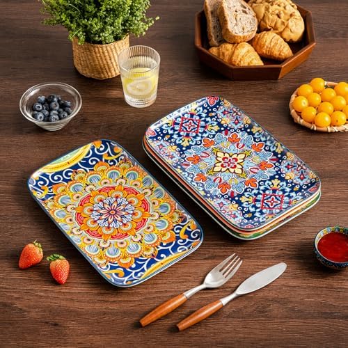vancasso Serving Platters Set of 4, 12" x 7.4" Inch Rectangular Trays Large