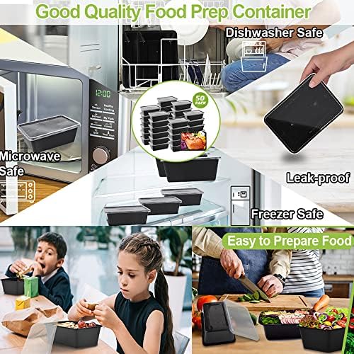 50-Pack Meal Prep Containers, Single Compartment with lids, 26 OZ.