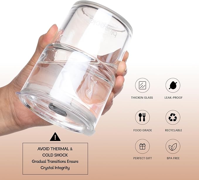 13oz/400ml Glass Water Tumbler with Straw and Lid Sealed Carry On Thick Wall Iced Coffee Cup Glass Cup for Water, Iced Tea Fruit Juice Etc(Aurora White