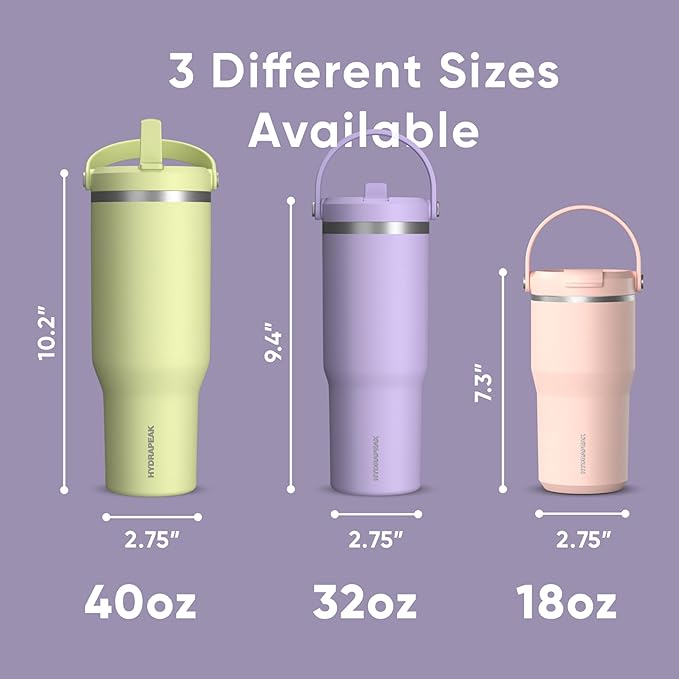 Hydrapeak Nomad 32 oz Tumbler with Handle and Straw Lid, Leakproof, Double Insulated, 32oz Cup Stainless Steel (Lavender) | with Handle, and Straw Lid, Leakproof, Double Insulated, 32oz Cup