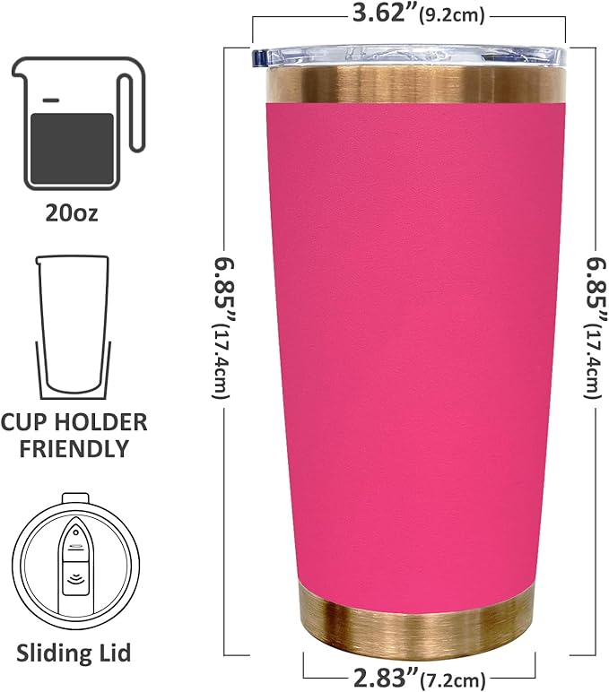 20 oz Tumbler Bulk 12 Pack Stainless Steel Tumblers with Lids and Straws, Double Wall Vacuum Insulated Travel Coffee Mug for Laser Engrave, Powder Coated Cup for Hot and Cold Drinks (Rosy,12 pack)