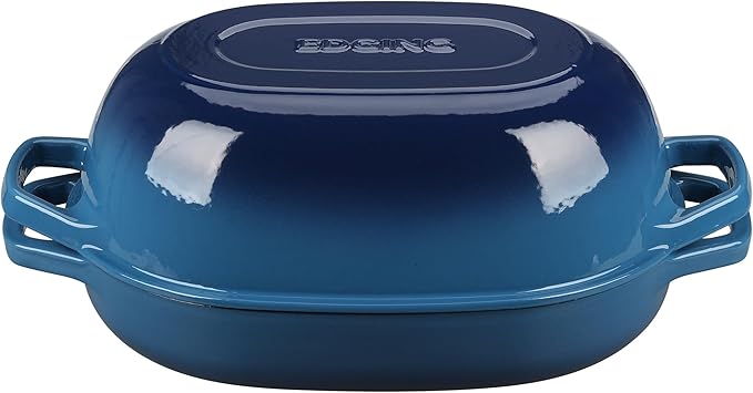 Enameled Cast Iron Oval Dutch Oven Pot with Lid, Dutch Oven for Sourdough Bread Baking, Bread Oven, Bread Dutch Oven, Oval Bread Pan, 7qt, Lake Blue