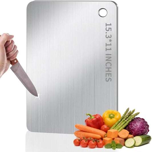 Titanium Cutting Board - 100% Pure Titanium Cutting Boards, Food-Grade, Non-Slip Surface, Dishwasher Safe, for Elegant Serving Tray for Kitchen, Charcuterie, Meat, Vegetables, Easy Clean, 15.3"x11" ﻿