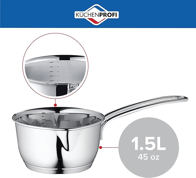 Küchenprofi Stainless Steel Saucepan with Clad Bottom, 1.5 Liters