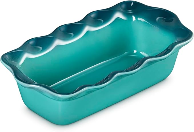 Le Creuset Stoneware Heritage Fluted Loaf Pan, 9", Riviera