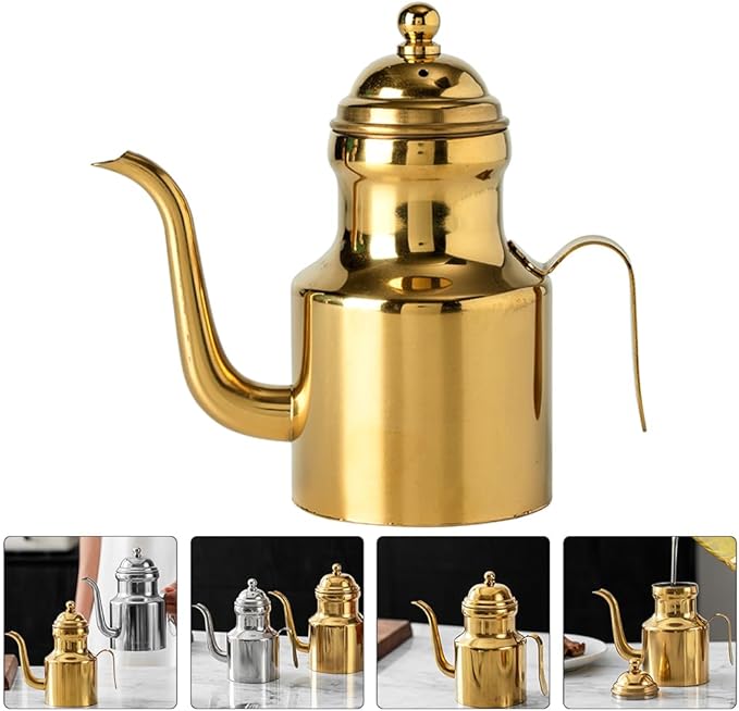 Stainless Steel Oil Bottle, 18oz Olive Oil Dispenser with Drip Free Spout, Kitchen Sauce Container (500 ml)