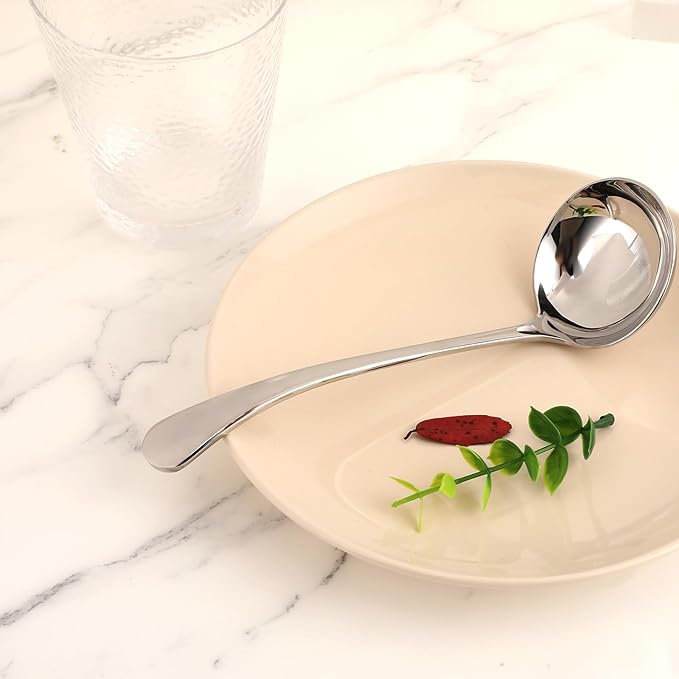 7.9'' 18/10 Stainless Steel Gravy Ladle Silver Small Ladle Sauce Soup Ladles Mirror Polished Kitchen Utensil for Spooning Gravy Sauce Soup