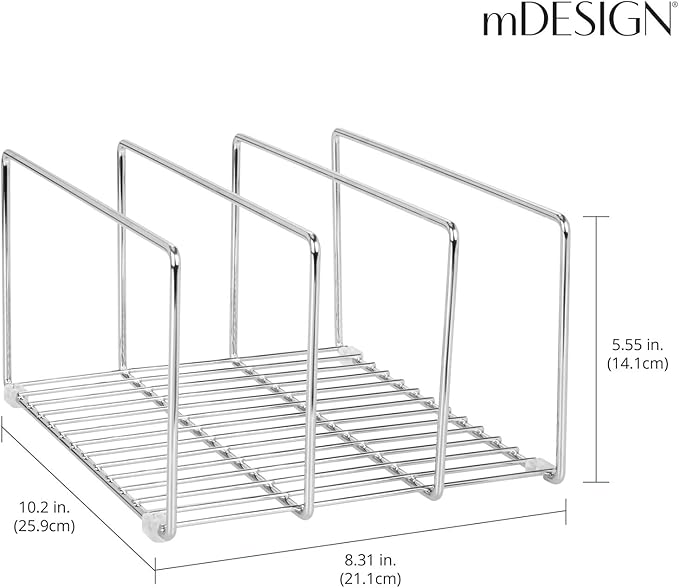 mDesign Baking Tray Rack — Wire Rack for Sorting Trays, Pans and other Cookware Items — Free-Standing Pan Stand for the Kitchen — Chrome