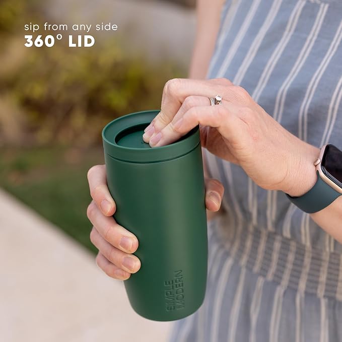 Simple Modern Halloween Signature Voyager | 16oz Travel Coffee Mug Tumbler with 360° Lid | Gifts for Women Men | Ceramic-Lined Insulated Stainless Steel Cold Brew Iced Coffee Cup | Gourdgeous Green
