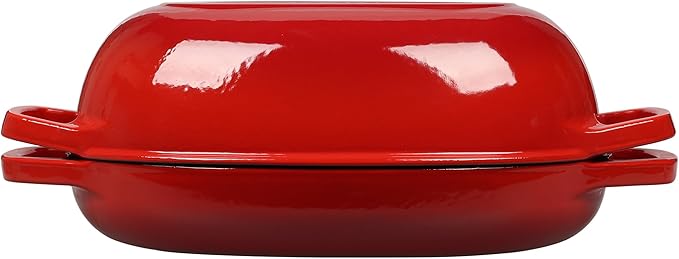 Enameled Cast Iron Oval Dutch Oven Pot with Lid, Dutch Oven for Sourdough Bread Baking, Bread Oven, Bread Dutch Oven, Oval Bread Pan, 5qt, Red