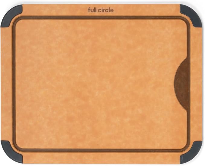Full Circle Chop To It Chef’s Carving Cutting Board – Large Size 13”x17" – Dishwasher Safe, Reversible & Lightweight, Naturally Bonded Kraft Paper, Non-Slip Feet with Juice Groove