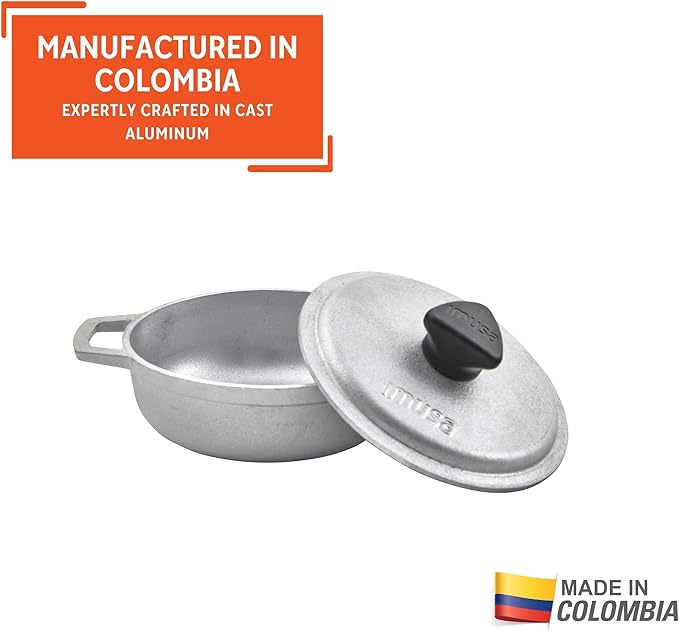 IMUSA USA 4 Piece 0.5Qt Traditional Colombian Mini Calderos (Dutch Oven) for Cooking and Serving, Silver