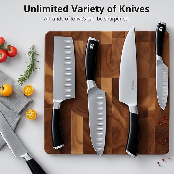Rolling Knife Sharpener Kit, Ergonomic Cylindrical Design, Heavy Dutty 600,1000 Daimond & 6000 Grit Replacement Disc, 4 Precision Angles, Knife Sharpening Kit for All Kind of Knives