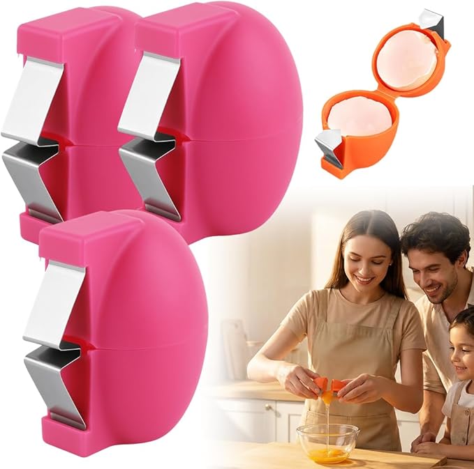 Kruggo 2026 New Egg Shell Opener Egg Cracker Tool, Multifunctional Peeler Shell Remover for Raw and Hard Boiled Eggs, Portable Kitchen Gadgets for Cooking Baking (Pink-3PCS)