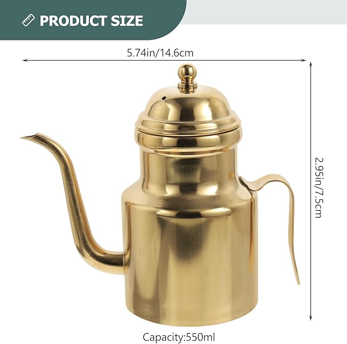 Cabilock Oil Dispenser Vinegar Dispenser Bottle Stainless Steel Oil Can Container with Handle for Kitchen Restaurant Cooking BBQ Golden