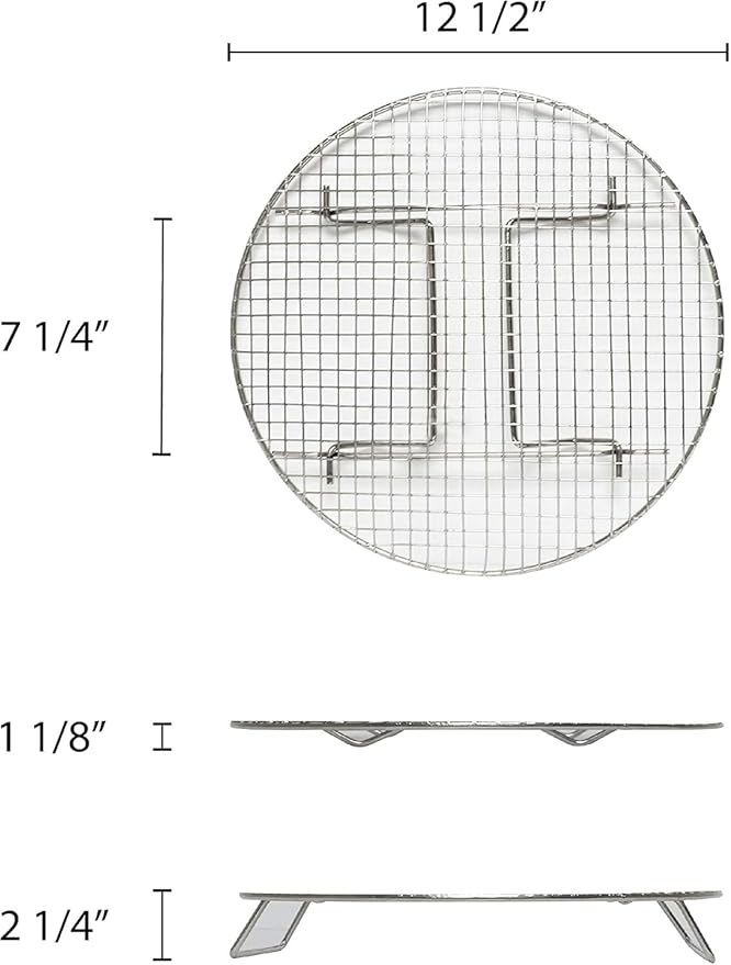 TrueCraftware- 12-3/4” Round Steamer Rack/Cooling Rack Nickel Plated- Steamer Insert Steaming Rack Steam Tray Multi-functional Steamer Basket Cookware Veggie Fish Seafood Cooking