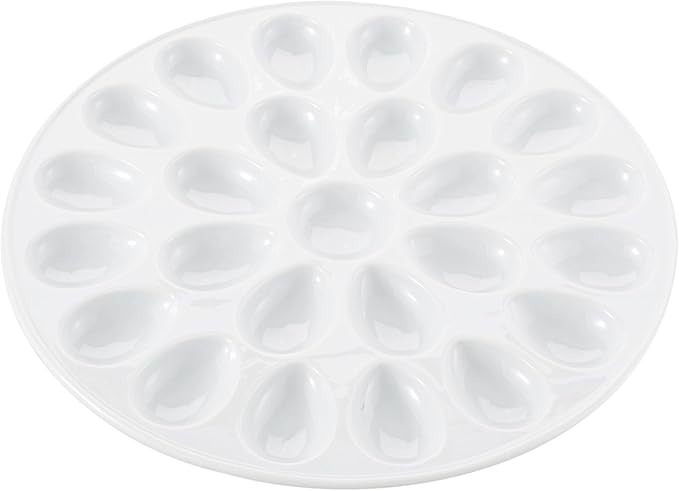 HIC Kitchen Deviled Egg Dish, Fine White Porcelain, 13.25-Inch