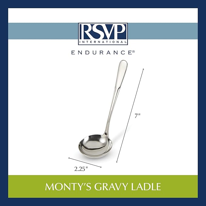 RSVP International Endurance Flatware Collection Stainless Steel, Dishwasher Safe, Gravy Ladle