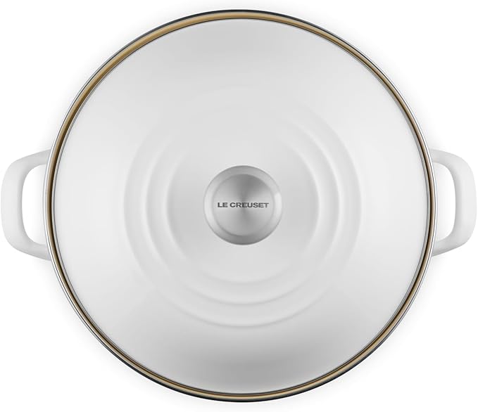 Le Creuset Enamel on Steel Traditional Stockpot, 12 qt., White with Stainless Steel Knob