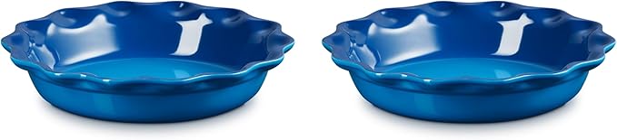 Le Creuset Stoneware Set of 2 Heritage Fluted Pie Dish, 9", Marseille