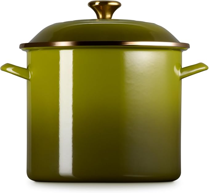 Le Creuset Enamel on Steel Traditional Stockpot, 12 qt., Olive with Stainless Steel Knob