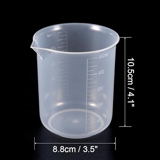 uxcell Measuring Cup 500ml PP Plastic Graduated Beaker Transparent for Lab Kitchen liquids 3pcs
