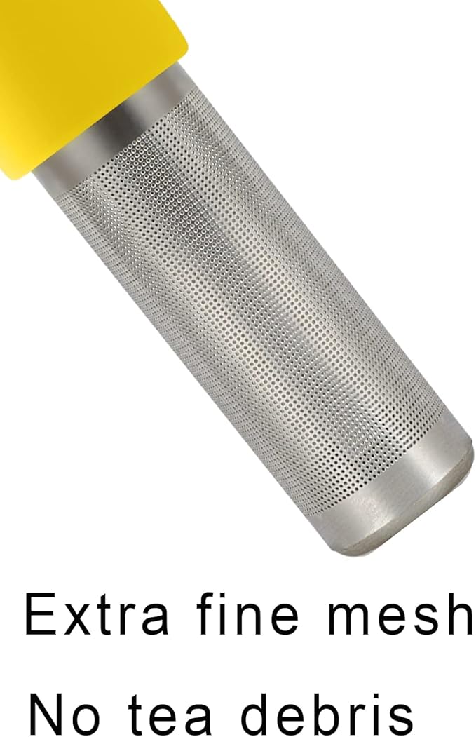 2 Pack Tea Infuser for Loose Tea Extra Fine Mesh Tea Steeper Stainless Steel Tea Strainer with Silicone Handle Cute Tea Ball for Cup Mug, Grey and Yellow