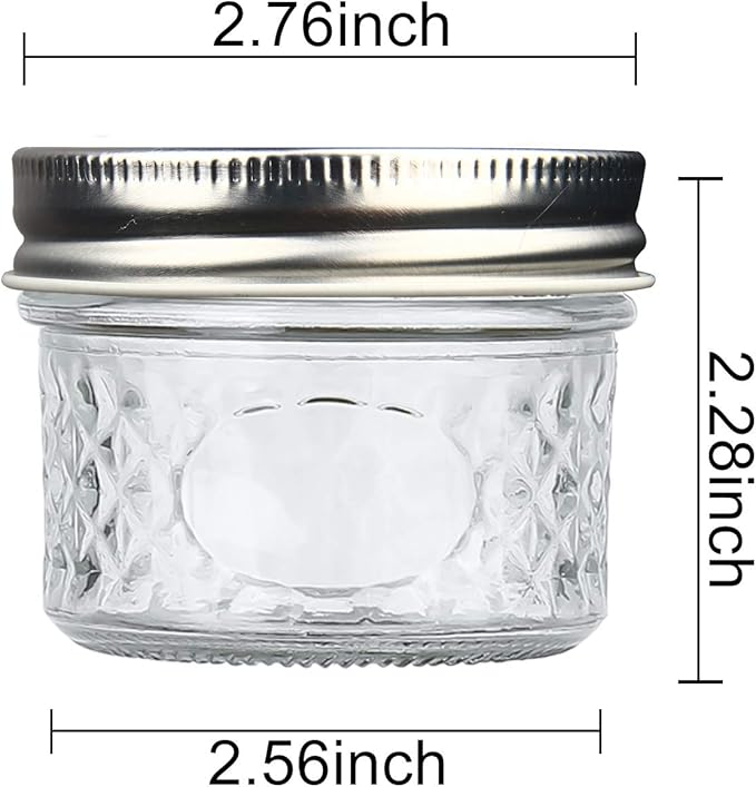 Accguan Mini Mason Glass Canning Jars,4 OZ Jelly Jars With Regular Lids（Silver,Ideal for Honey,Jam,Wedding Favors,Shower Favors,Small Pice Jars 40 PACK
