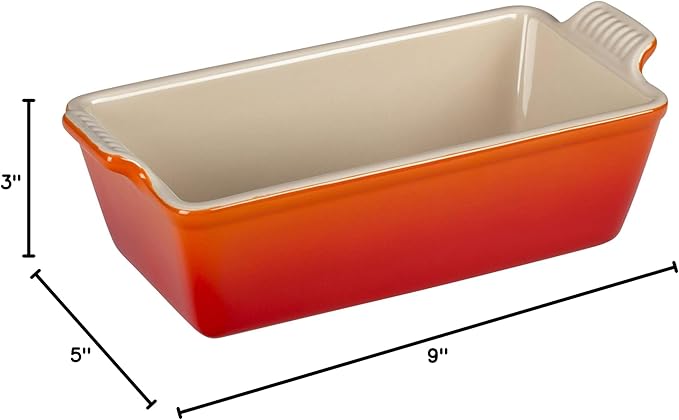Le Creuset Stoneware Heritage Loaf Pan, 9" x 5" x 3" (1.5 qt.), Flame