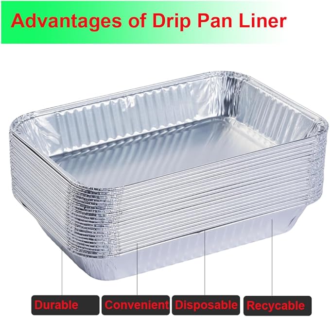 20Pack Grill Drip Pans Compatible for Weber 6415 Grills, Grease Pan Liners for Weber Spirit, Genesis, Traveler, Q Series Disposable Aluminum Foil Grease Trays Accessories 8.5" x 6"