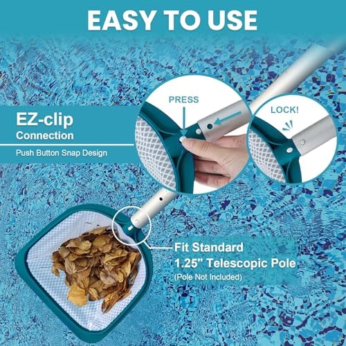 POOLWHALE Pool Spa Leaf Skimmer Net - Ultra Fine Mesh Diamond Netting with 5" Deep Bag for Above Ground Pools, Ponds, Hot Tubs, Spas and Fountains Removing Leaves & Debris(No Pole)