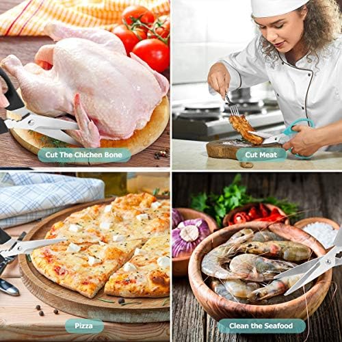 iBayam 3-Color Stainless Steel Dishwasher Safe Kitchen Shears Food Scissors