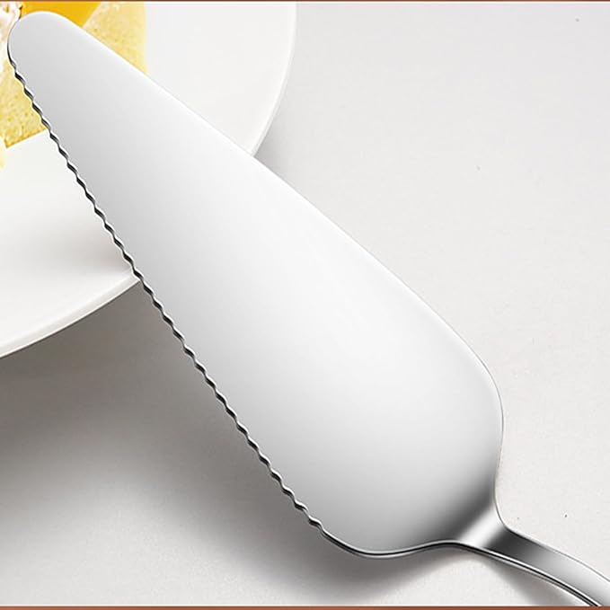 Cake Pie Server, 5 Pack Stainless Steel Pie Pizza Pastry Cake Slicer Server Set, Cake Cutter with Serrated Edges, Pie Cutters for Kitchen, Restaurants, Wedding, Birthdays and Parties